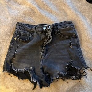KanCan Charcoal Distressed Jean Shorts